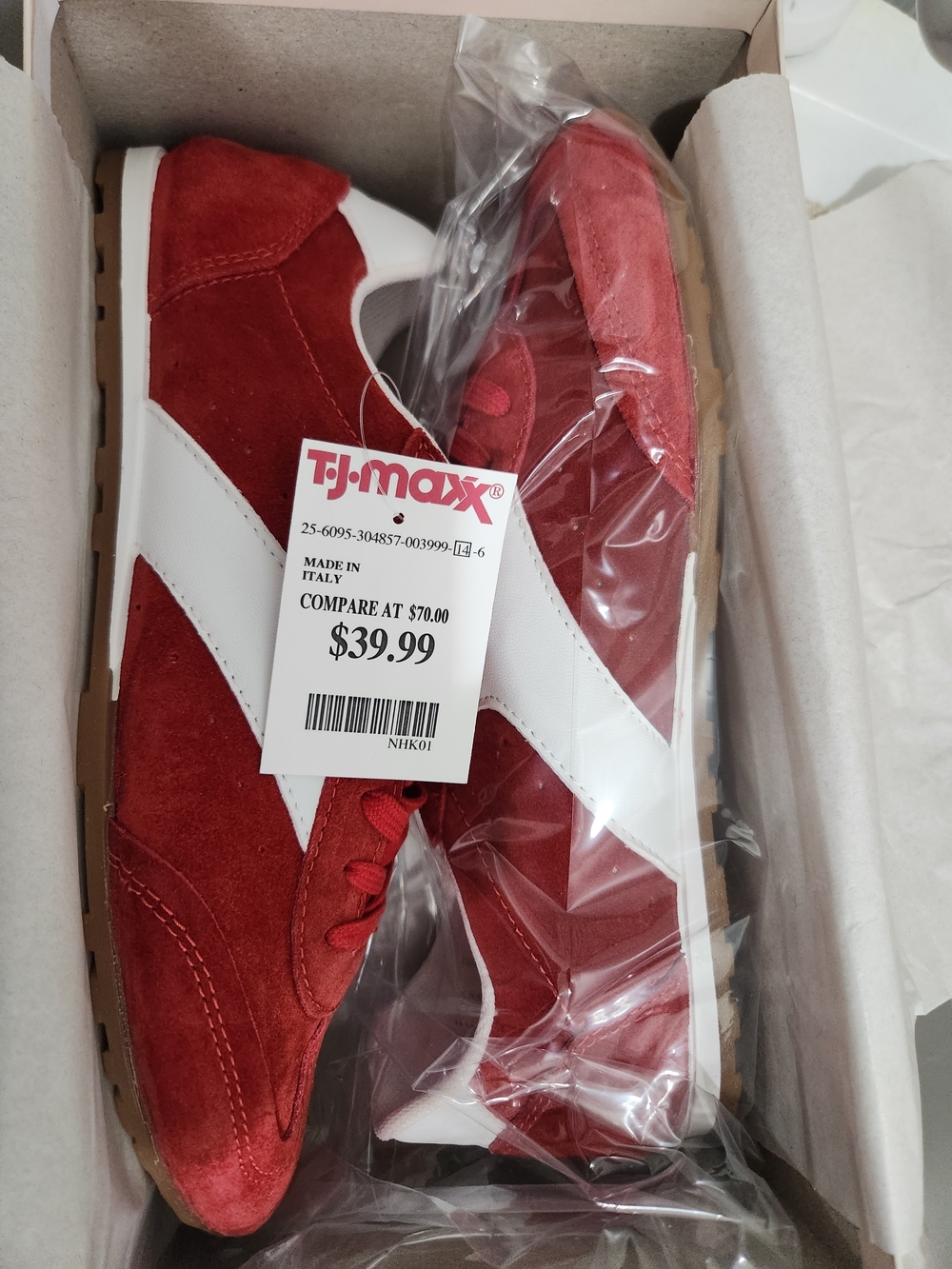 Red Suede Runner Sneaker with White Stripe - Mila Paoli!